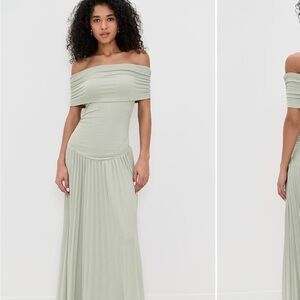 Lioness Off-Shoulder Light Green Maxi Dress